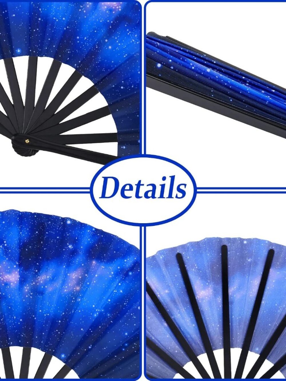 2 Pack Foldable Fans for Rave Dancing,Multi Color,Galaxy Pattern - Picture 6 of 6